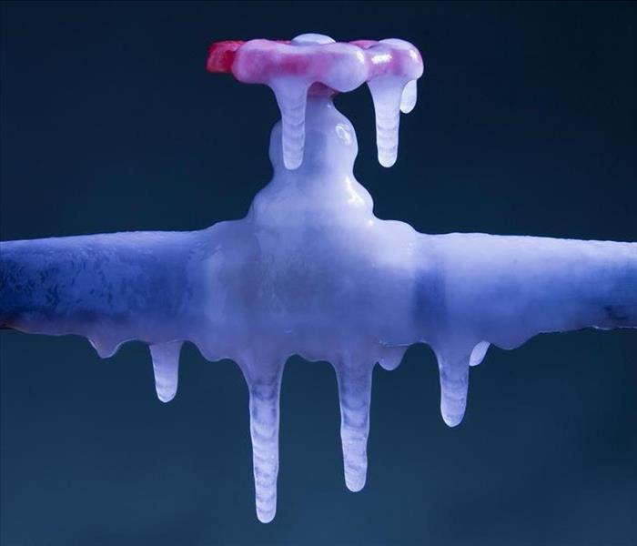 Frozen pipes with ice 